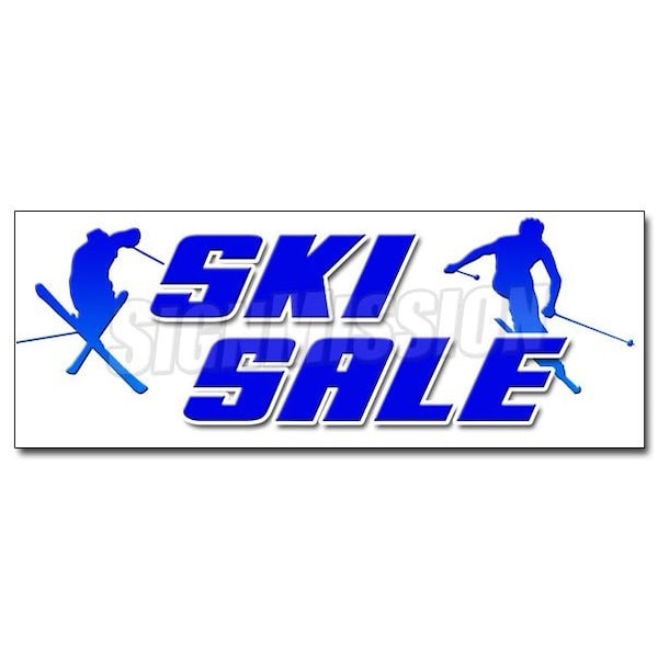 SKI SALE DECAL sticker snow winter boots clothes poles name brand skier, D-36 Ski Sale